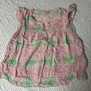 Cute Pink and Green Sleeveless Top Size XL